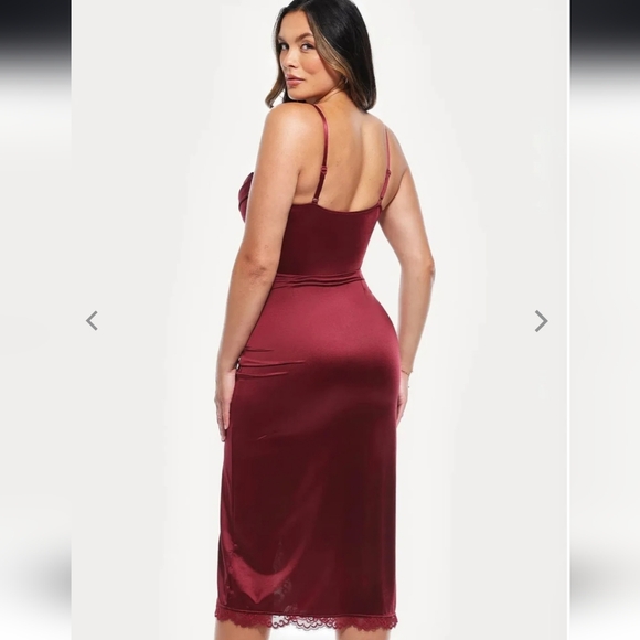 POPILUSH Shapewear Lace Trim Sculpting Red Burgundy Corset Style Midi - XL NWT - Picture 2 of 4